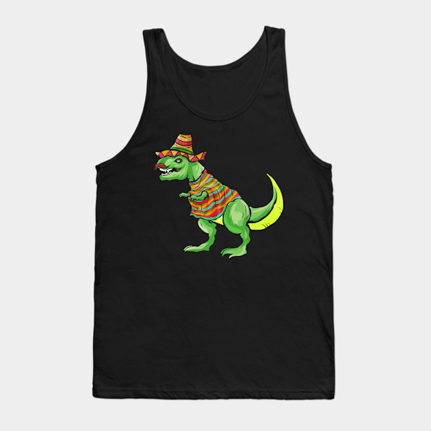 T-Rex Dinosaur With Sombrero And Poncho - Coinco Tank Top by SinBle